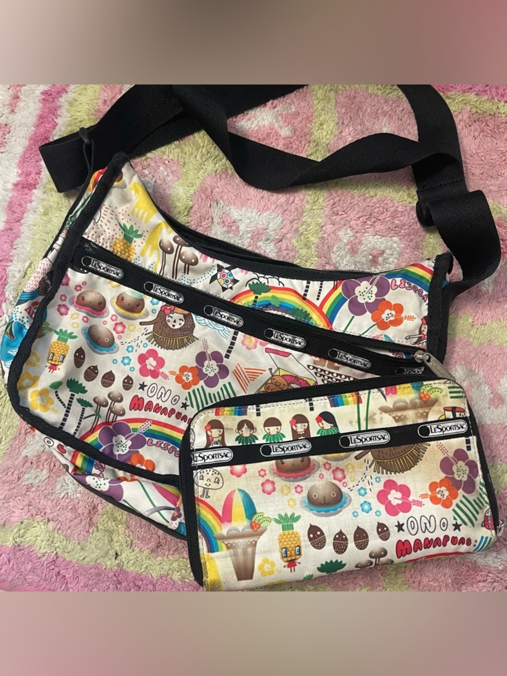 LeSportsac Deluxe Everyday Bag - "Oh So Ono" Hawaii WITH WALLET GUC KAWAII GYARU